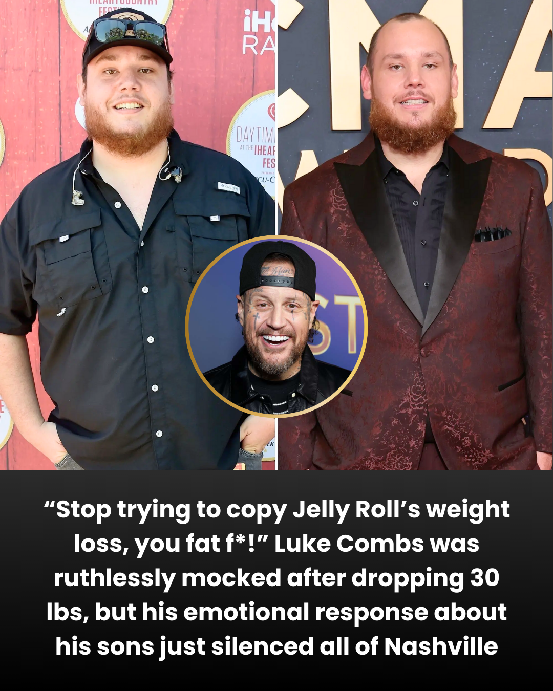 “Stop trying to copy Jelly Roll’s weight loss, you fat f*!”: Luke Combs was ruthlessly mocked after dropping 30 lbs, but his emotional response about his sons just silenced all of Nashville